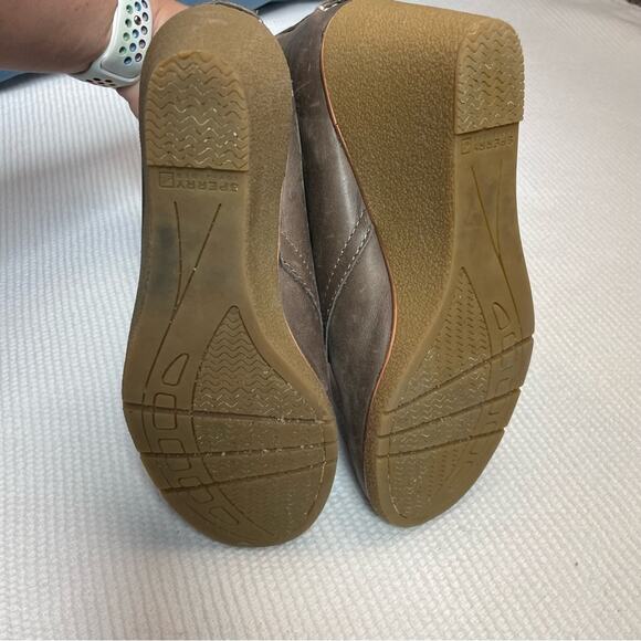 Sperry Women's Gray Harlow Burnished Leather Wedge Bootie Size 6 - Picture 6 of 7